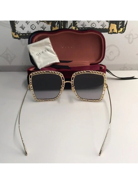 New Authentic Gucci Sunglasses Women\'s GG1033S 002 Gold Necklace Chain 57-21-215 main image 13